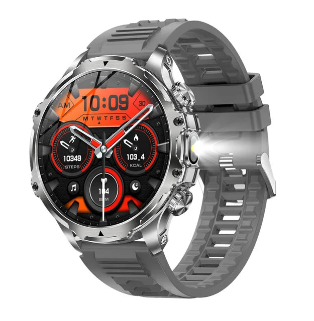 AK75 Smartwatch Flashlight Outdoor Fitness Tracker BT Calling