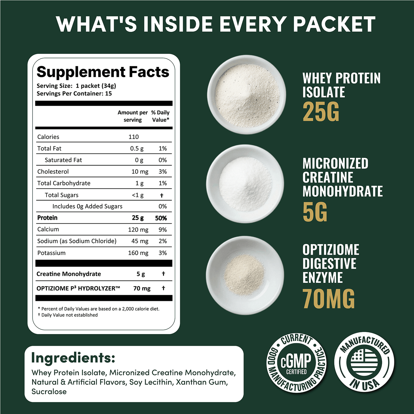 Whey Protein Isolate With Creatine Single Serve Packets