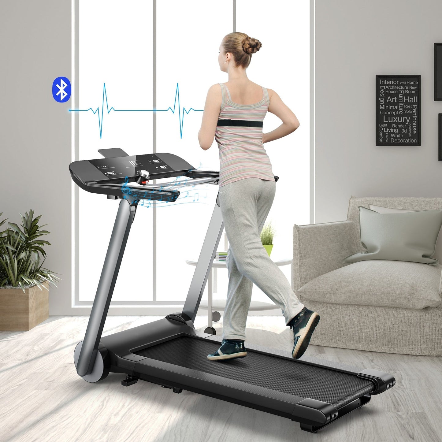 Italian Folding Treadmill With Heart Rate Belt