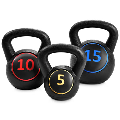 3 Piece 5 10 15lb Kettlebell Weight Set