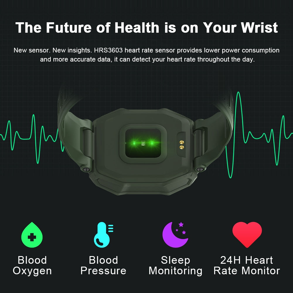 Rugged Smartwatch Men Outdoor Fitness Tracker