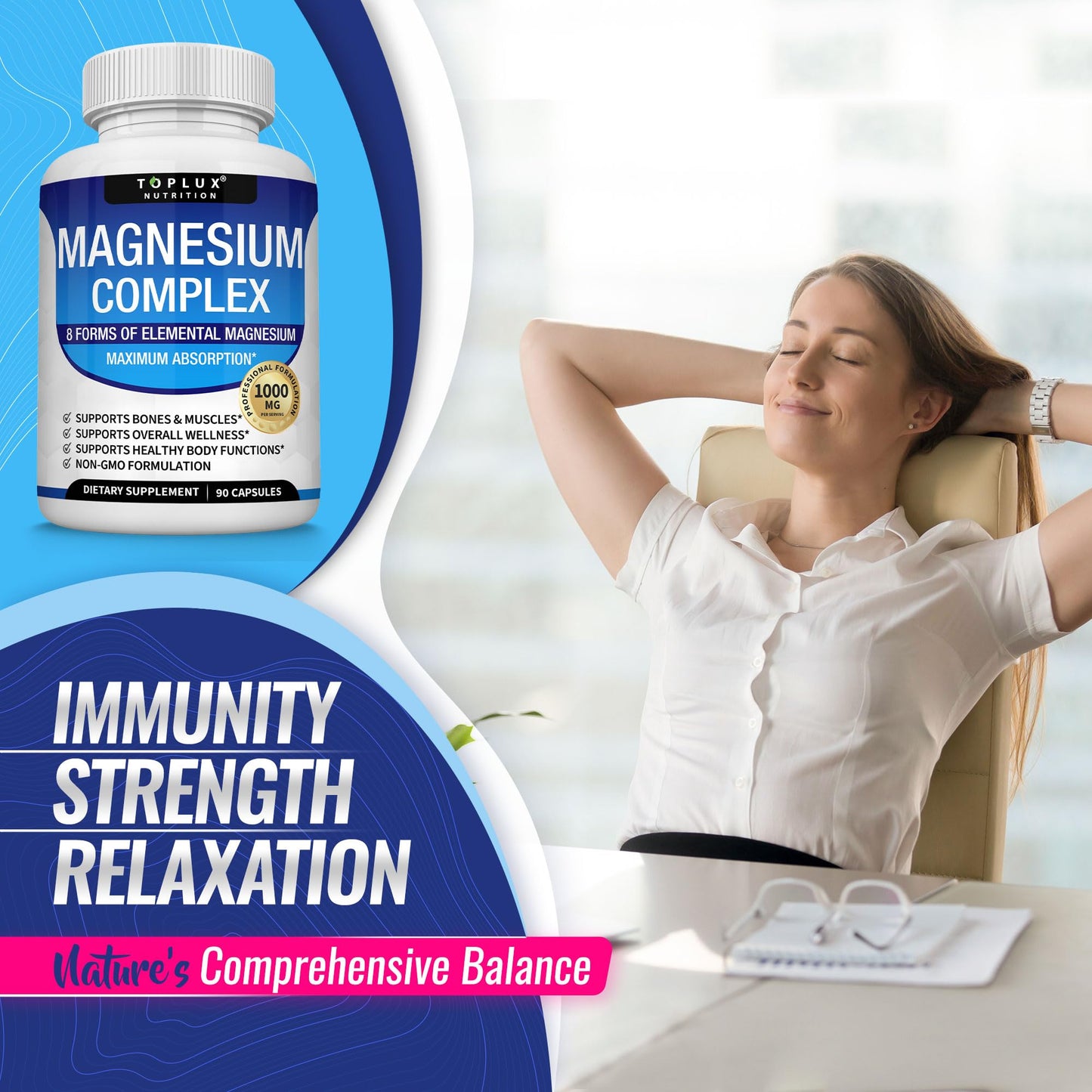 Magnesium Complex 1000mg Vegan Muscle Recovery Supplement