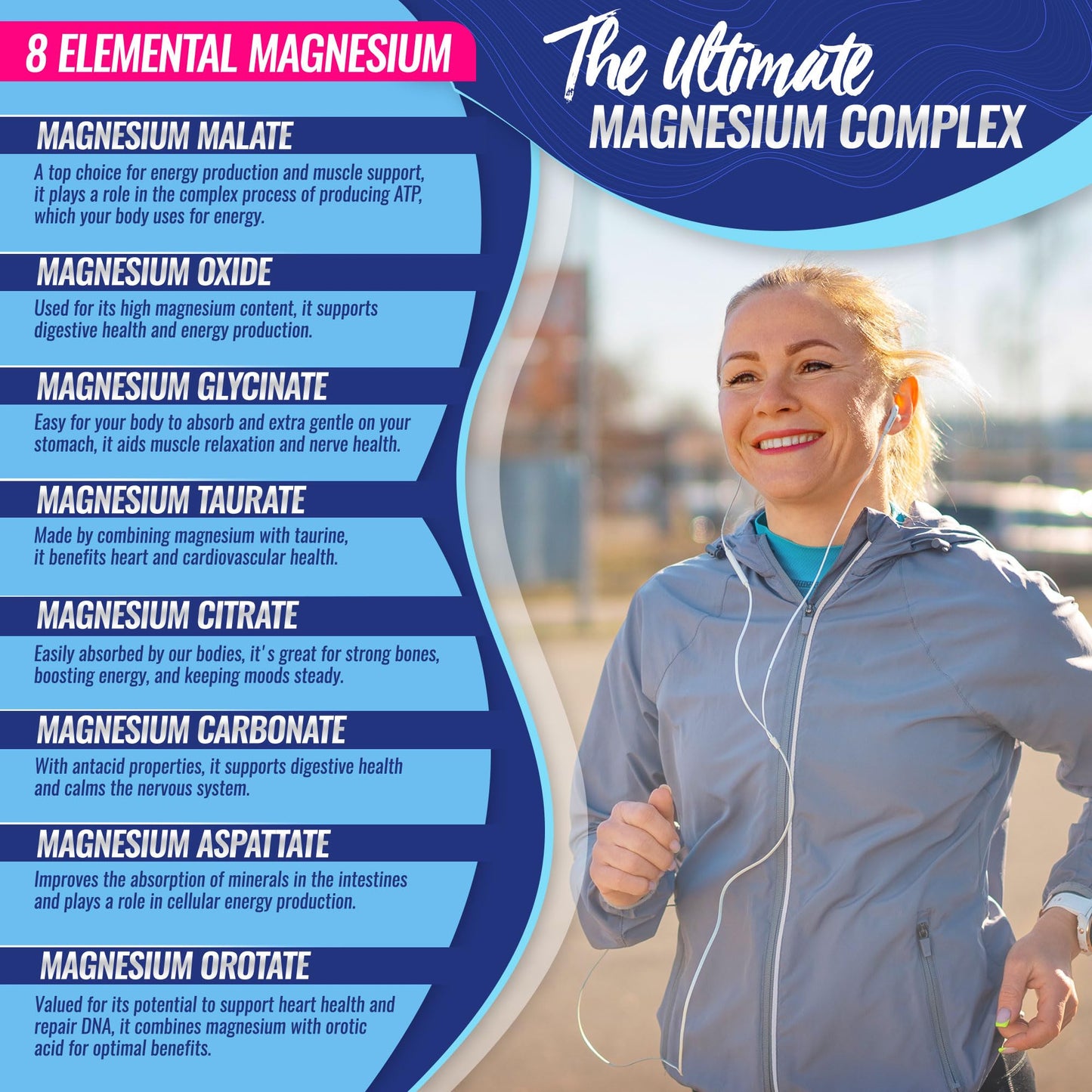 Magnesium Complex 1000mg Vegan Muscle Recovery Supplement