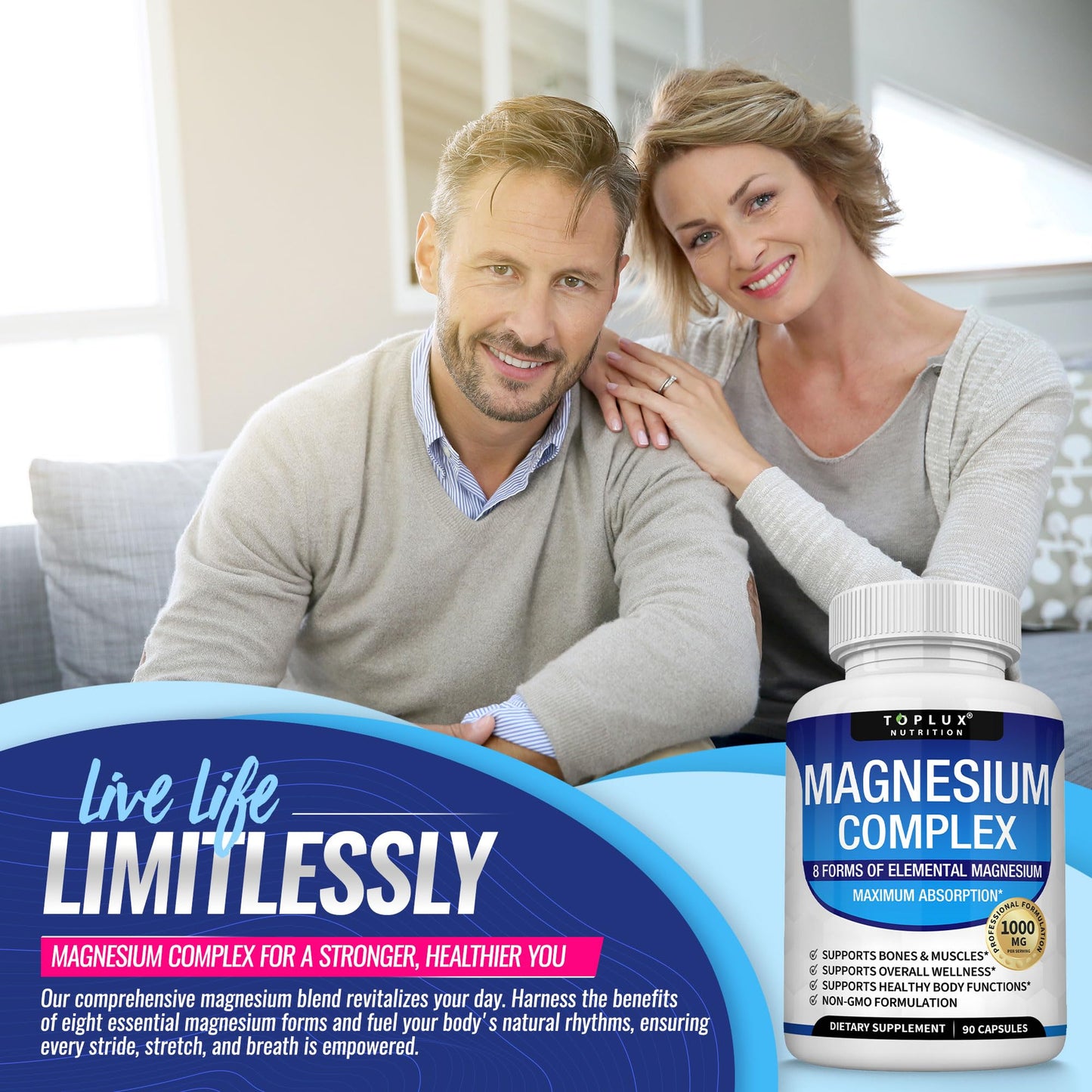 Magnesium Complex 1000mg Vegan Muscle Recovery Supplement