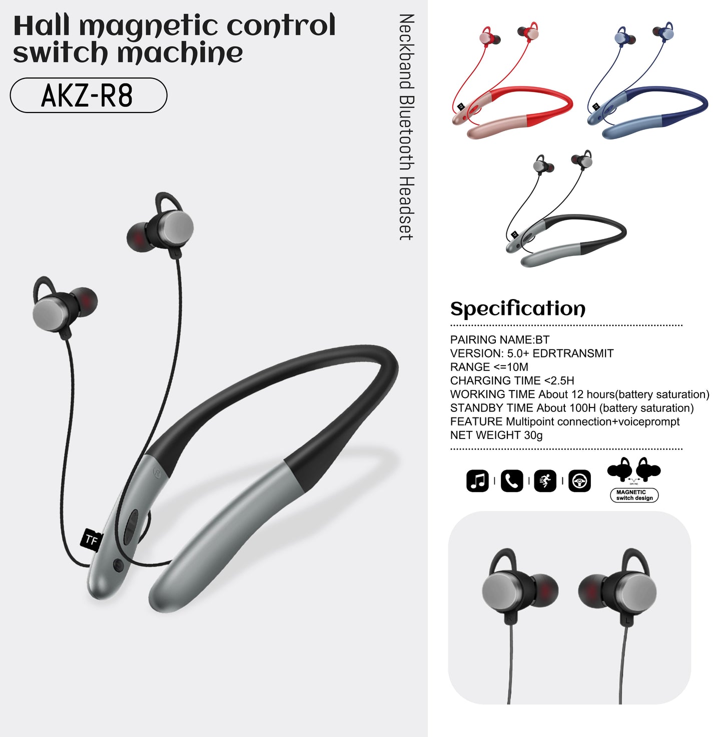 Wireless Bluetooth 5.0 Neckband Sports Headset