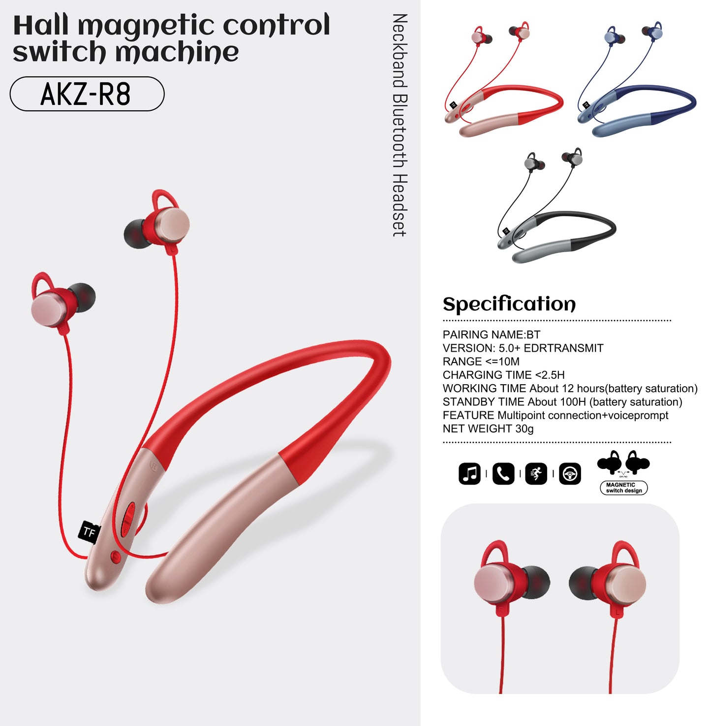 Wireless Bluetooth 5.0 Neckband Sports Headset