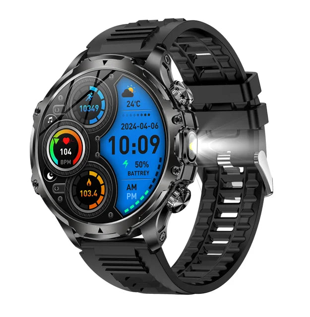 AK75 Smartwatch Flashlight Outdoor Fitness Tracker BT Calling