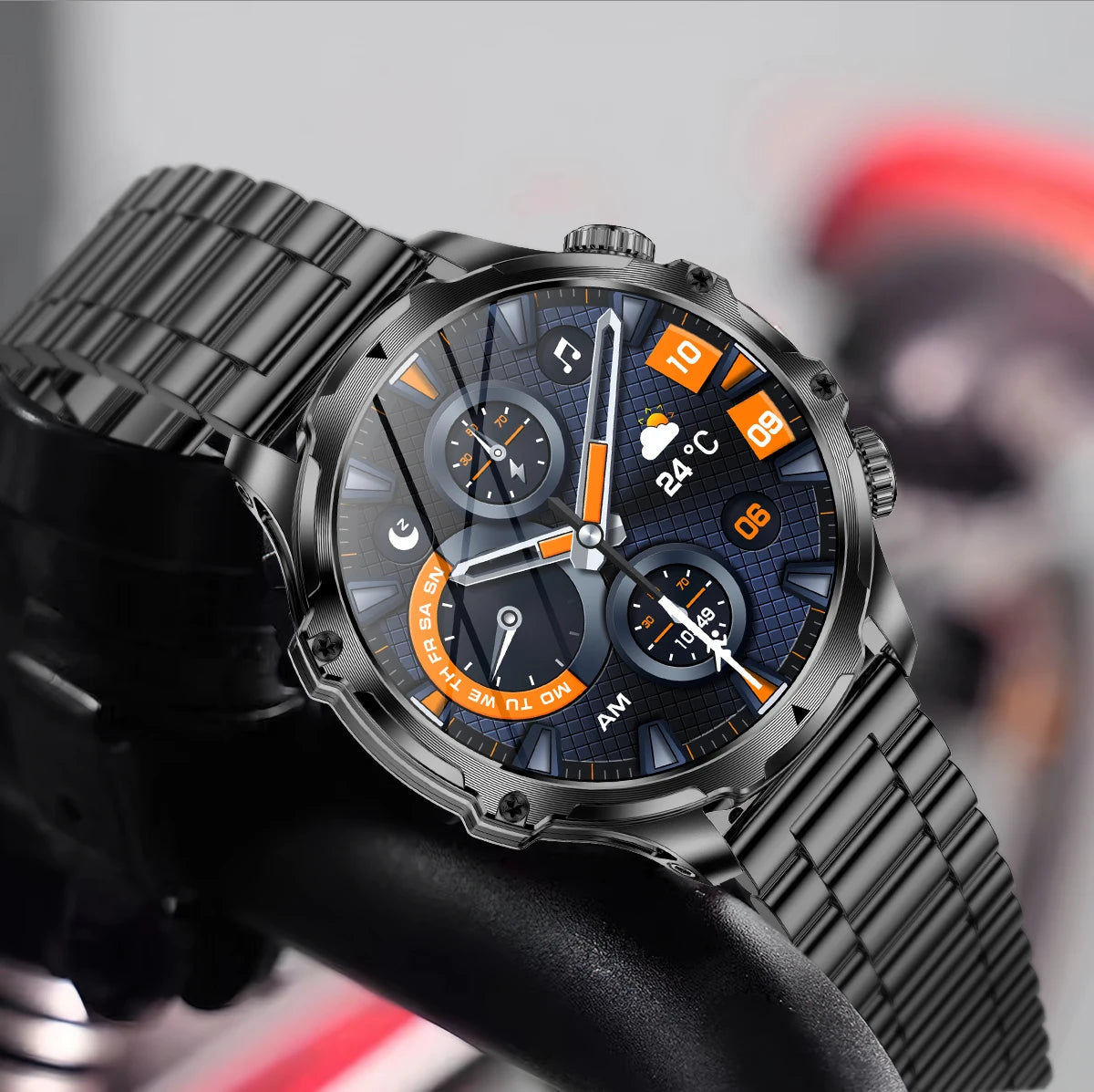 AK75 Smartwatch Flashlight Outdoor Fitness Tracker BT Calling