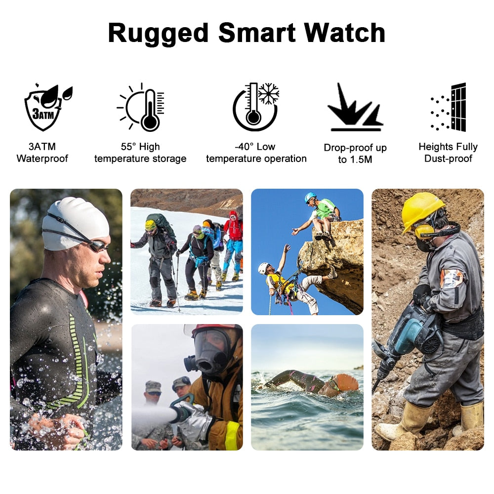 Rugged Smartwatch Men Outdoor Fitness Tracker