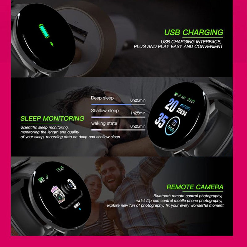 Bluetooth Round Smartwatch Blood Pressure Sport Tracker