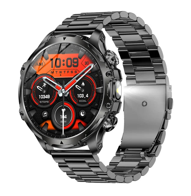 AK75 Smartwatch Flashlight Outdoor Fitness Tracker BT Calling
