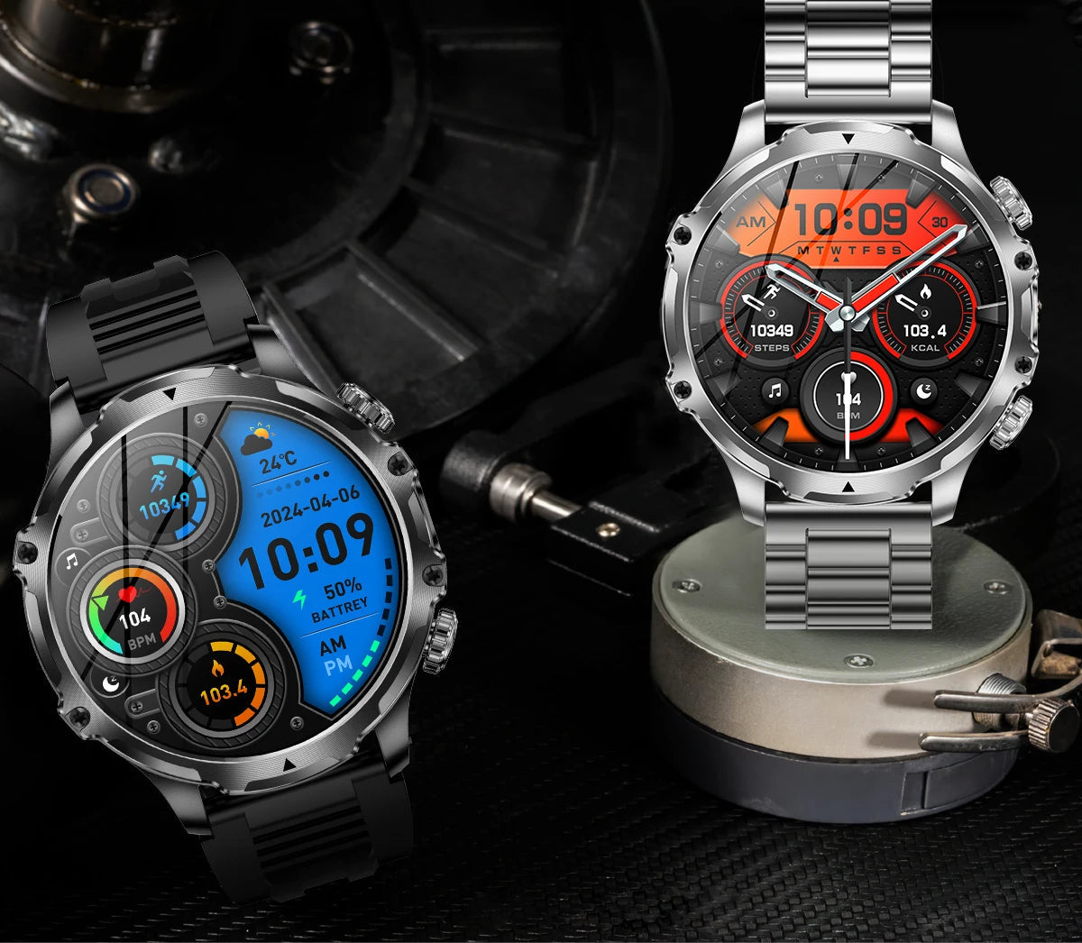 AK75 Smartwatch Flashlight Outdoor Fitness Tracker BT Calling