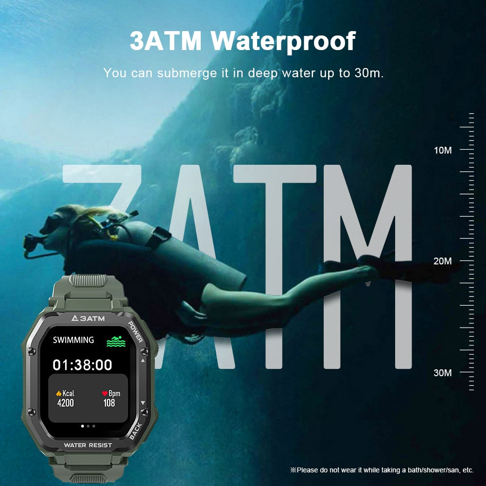 Rugged Smartwatch Men Outdoor Fitness Tracker