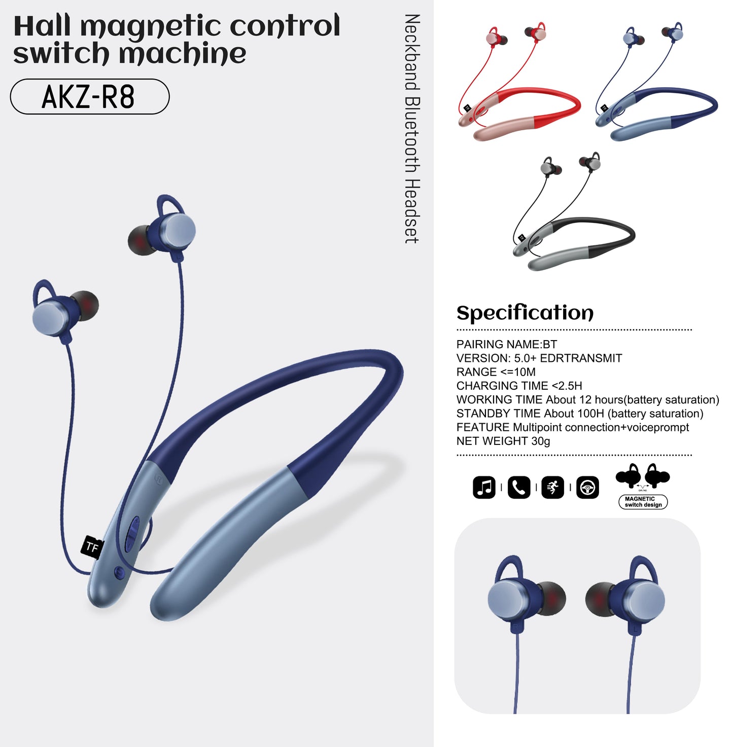 Wireless Bluetooth 5.0 Neckband Sports Headset