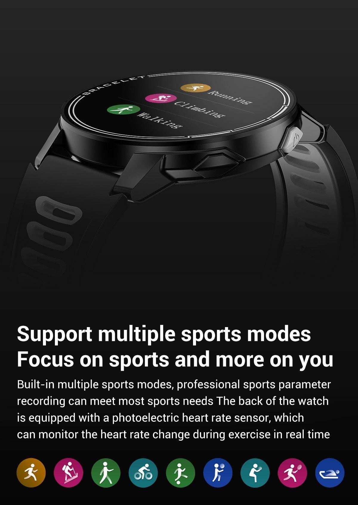 Professional IP68 Waterproof Bluetooth Fitness Smartwatch Tracker