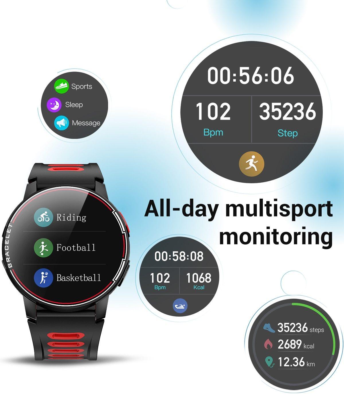 Professional IP68 Waterproof Bluetooth Fitness Smartwatch Tracker