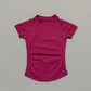 HISTELLO Sports Short Sleeve Top Women Gym Yoga Top Workout Clothes Sports T Shirt Fitness Activewear Running Tight Tops
