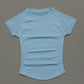 HISTELLO Sports Short Sleeve Top Women Gym Yoga Top Workout Clothes Sports T Shirt Fitness Activewear Running Tight Tops