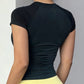 HISTELLO Sports Short Sleeve Top Women Gym Yoga Top Workout Clothes Sports T Shirt Fitness Activewear Running Tight Tops
