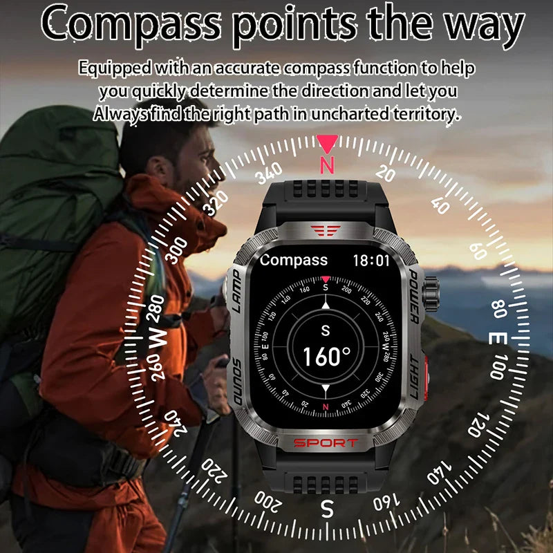 Military GPS Smartwatch Men Waterproof Outdoor Sports Tracker