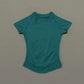 HISTELLO Sports Short Sleeve Top Women Gym Yoga Top Workout Clothes Sports T Shirt Fitness Activewear Running Tight Tops