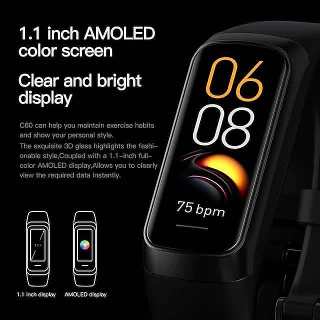 C60 Smart Watch 1.1 Inch Fitness Bluetooth Watch