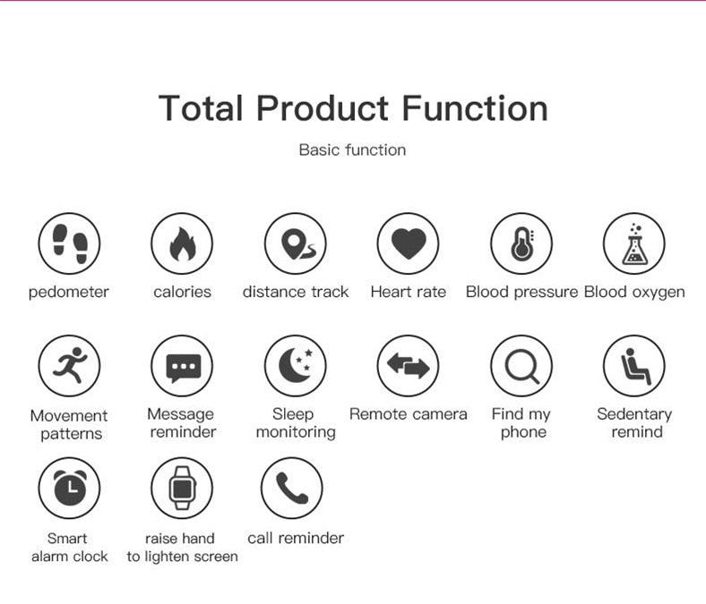 Heart Rate Fitness Tracker Waterproof Touch Screen Smartwatch
